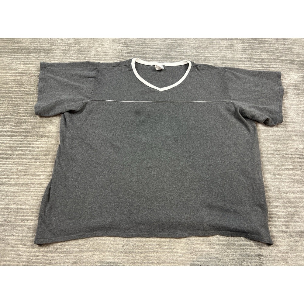 Just My Size Top Womens 26w/28W Gray Short Sleeve V-Neck Cotton Blend‎